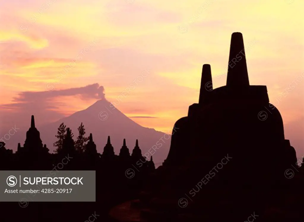 Java, Borobudur, Mount Herapi, Sunrise