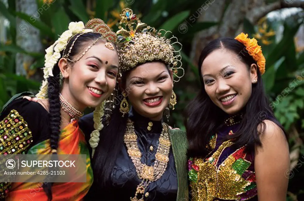 Penang Cultural Village, Indian, Malay, Chinese Girls.