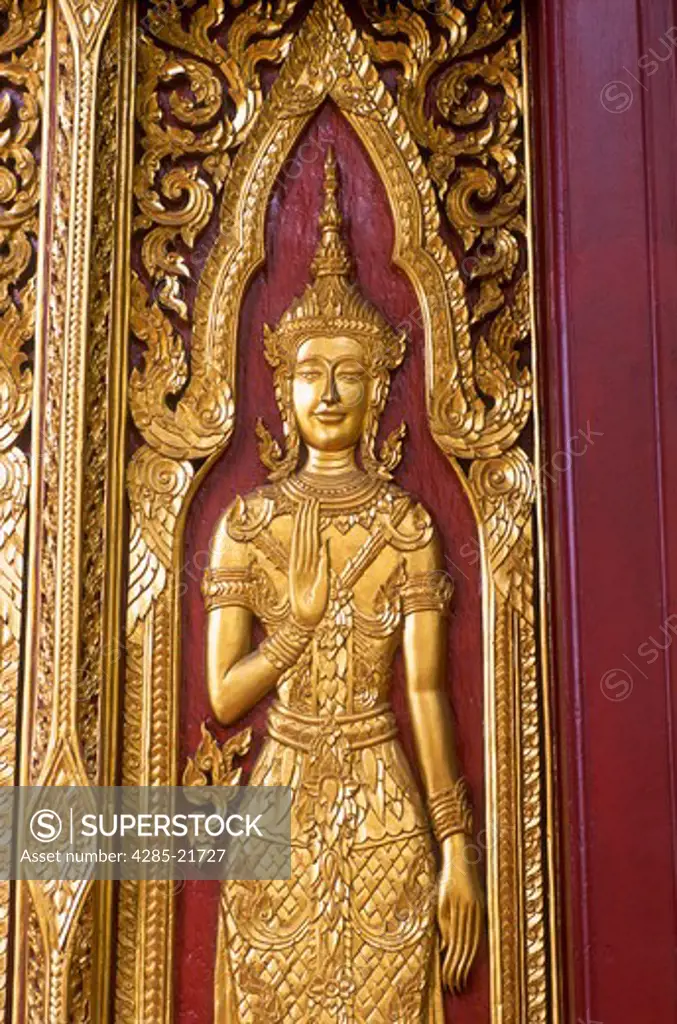 Thailand, Ayudhaya, Wat Yai Chaiyamongkhon, Door Detail, Face