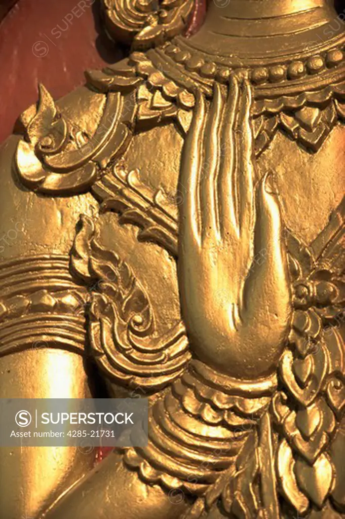 Thailand, Ayudhaya, Wat Yai Chaiyamongkhon, Door Detail, Hand