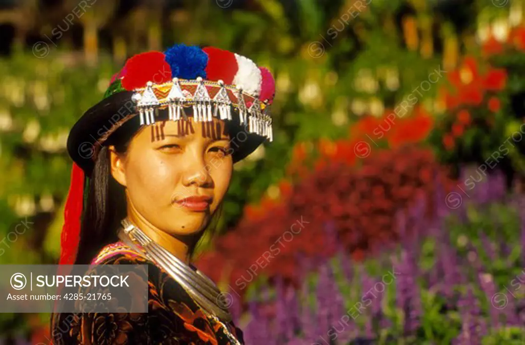Thailand, Chiangmai, Hmong Hilltribe Costume, Girl