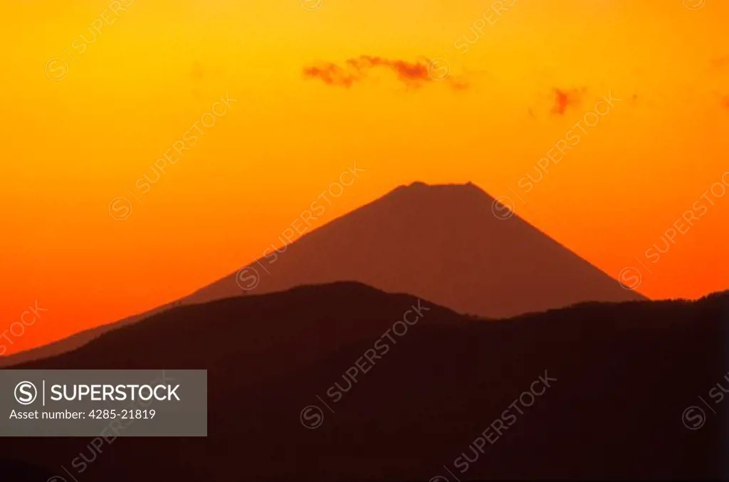 Japan, Mount Fuji at Sunset
