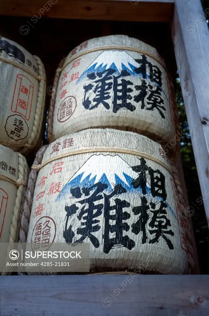 Japan, Sendai, Sake Kegs
