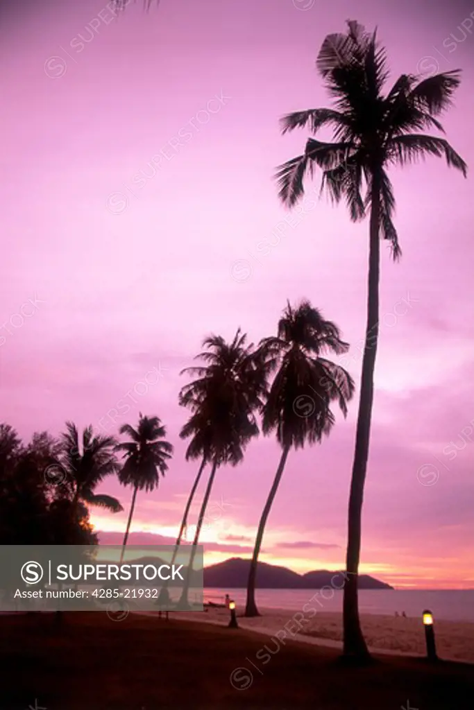 Malaysia, Penang, Batu Ferringhi Beach,  Sunset