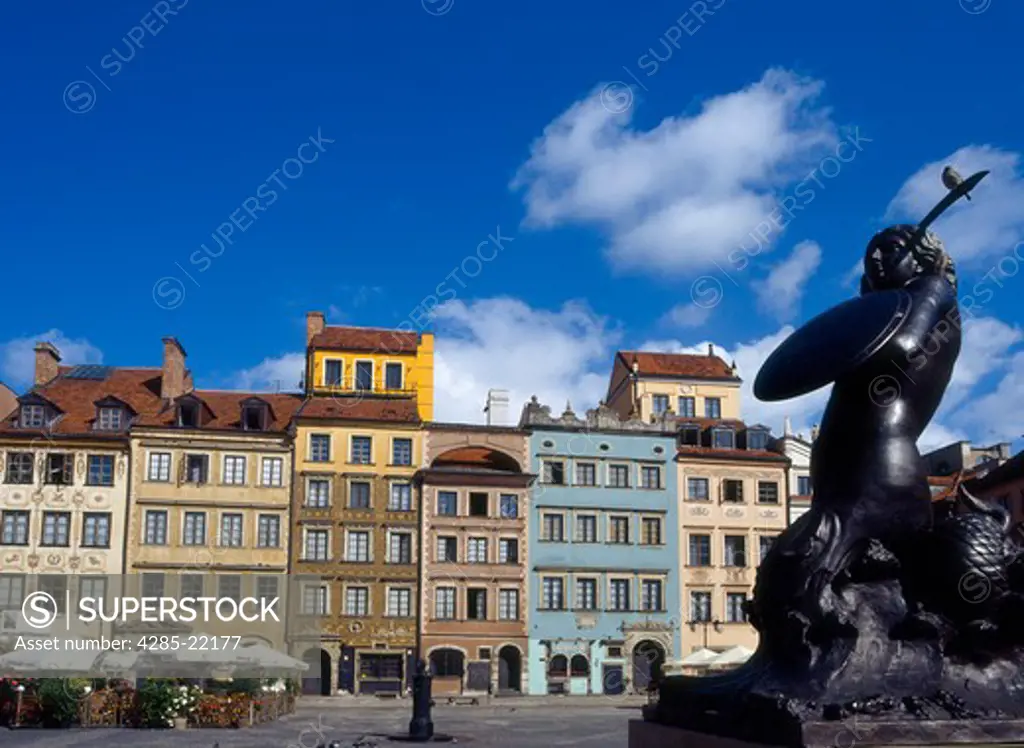 Warsaw Mermaid Statue, Market Square, Old Town, Warsaw, Poland
