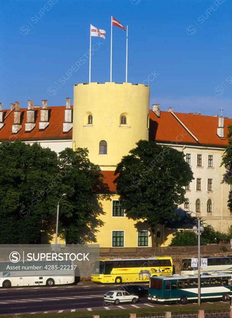 Traffic, Western Tower, Riga Castle, Old Town, Riga, Latvia