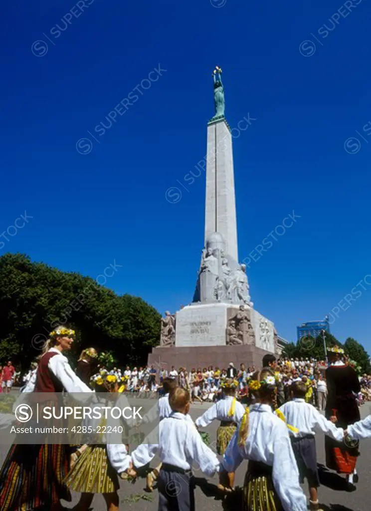 Traditional Costumes, National Festival Parade, Latvian Freedom Monument, Riga, Latvia