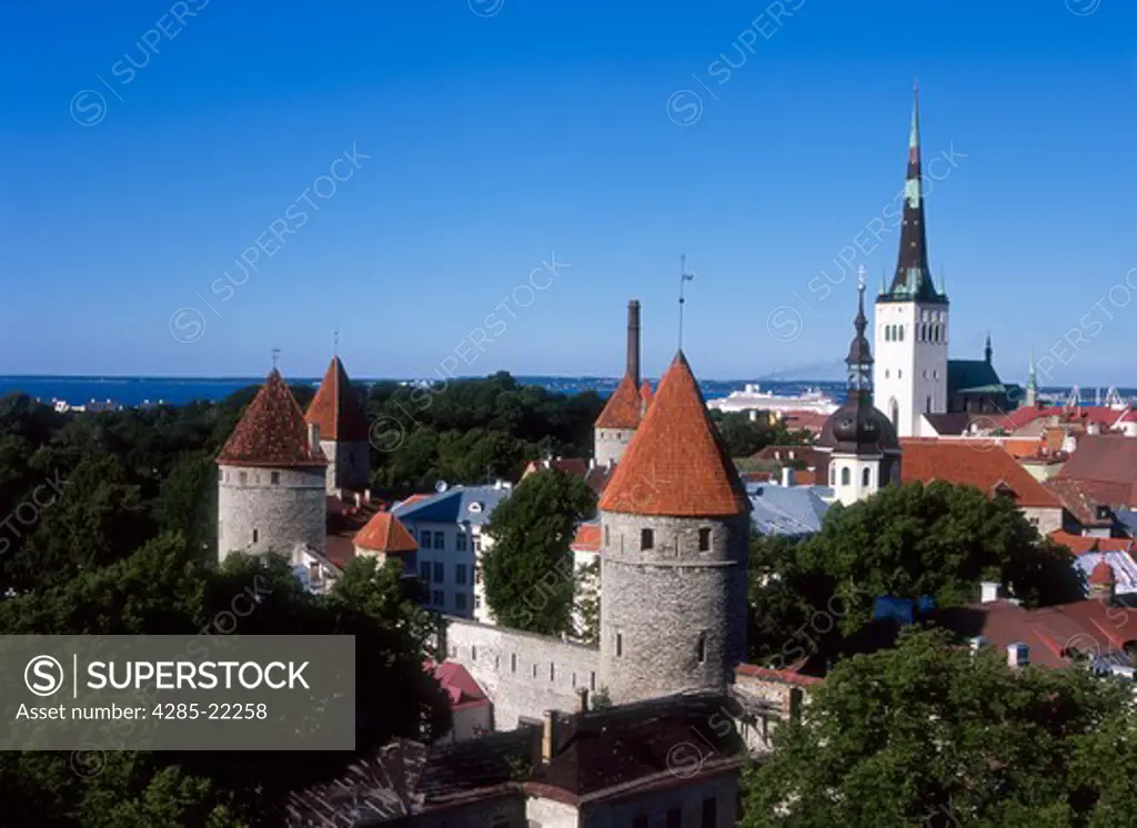 Oleviste Church, Old Town Wall, Tallinn, Estonia