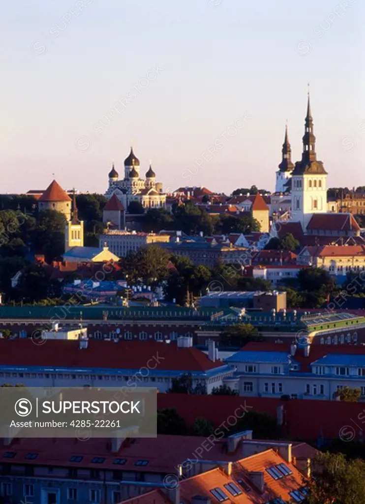Skyline, St, Nicholas Church, Alexander Nevski Cathedral, Old Town, Tallinn, Estonia