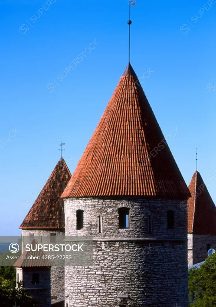 Toompea, Castle Fortress Wall, Cannon Towers, Old Town, Tallinn, Estonia