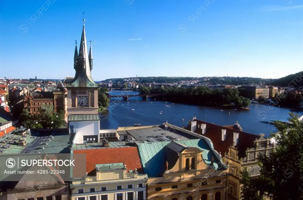 Vltava River, Smetana Museum, Opera Mozart Theatre, Prague, Czech Republic