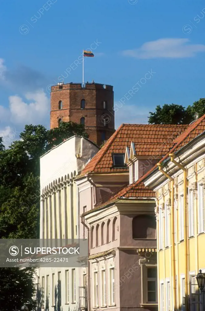 Pilies Street, Historic Houses, Higher Castle Museum, Gedimas Castle, Old Town, Vilnius, Lithuania