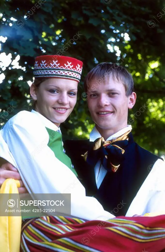 Couple, Traditional Folk Costumes, National Festival Parade, Riga, Latvia Model Release52-01, 02