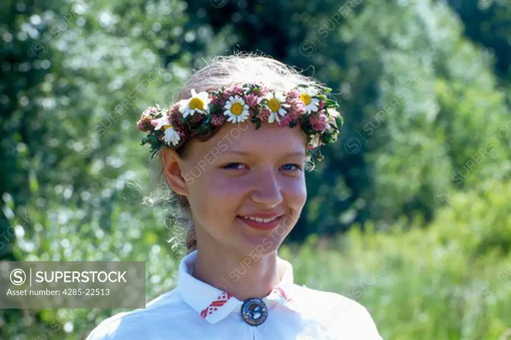 Latvian Girl in Traditional Folk Costumes, National Festival Parade, Riga, Latvia Model Release52-05