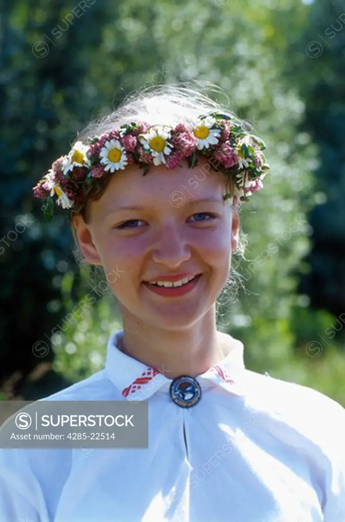 Latvian Girl in Traditional Folk Costumes, National Festival Parade, Riga, Latvia Model Release52-05