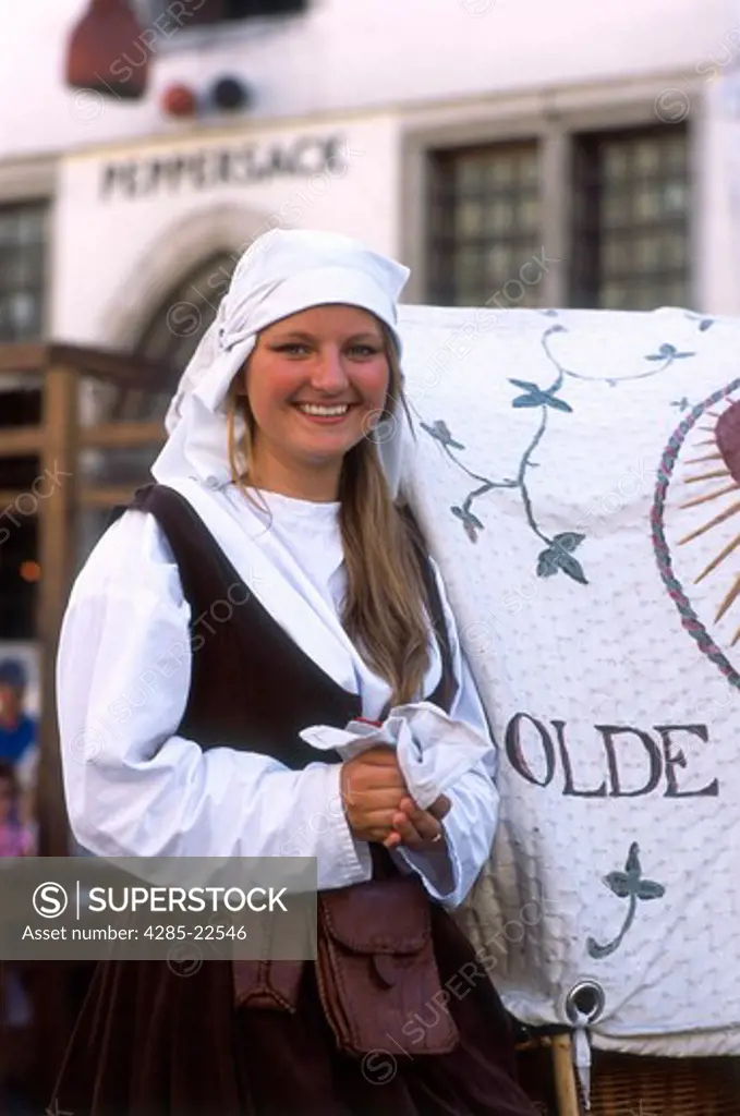 Estonian Girl in Traditional Costume, Olde Hansa Restaurant, Old Town, Tallinn, Estonia Model Release52-06