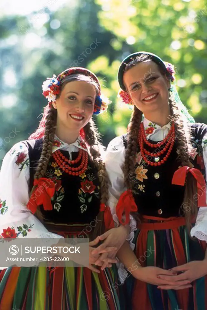 Polish Women, Costumes from Lowicz Region, Lazienki Park, Warsaw, Poland, Model Release52-09, 10