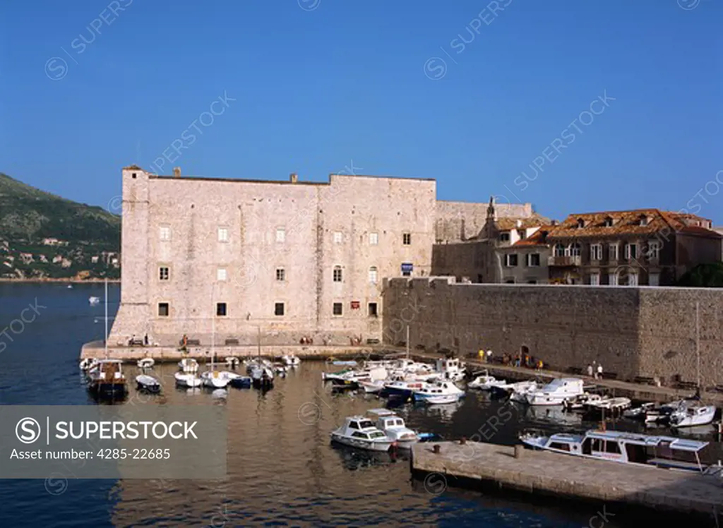 Croatia, Dubrovnik, Old Town, City Wall, St. Johns Fort, Porporela, Adriatic sea