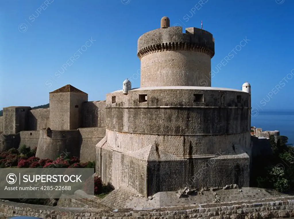 Croatia, Dubrovnik, Old Town, City Wall, Mincheta fortress, Minceta, Adriatic sea