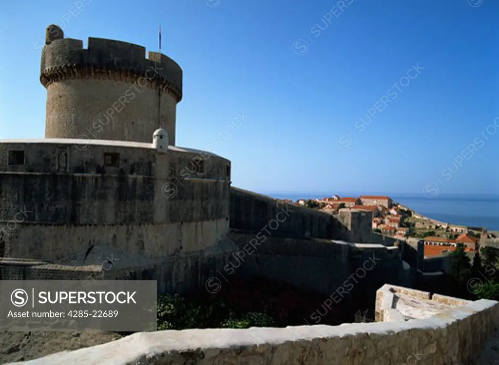 Croatia, Dubrovnik, Old Town, City Wall, Mincheta fortress, Minceta, Adriatic sea