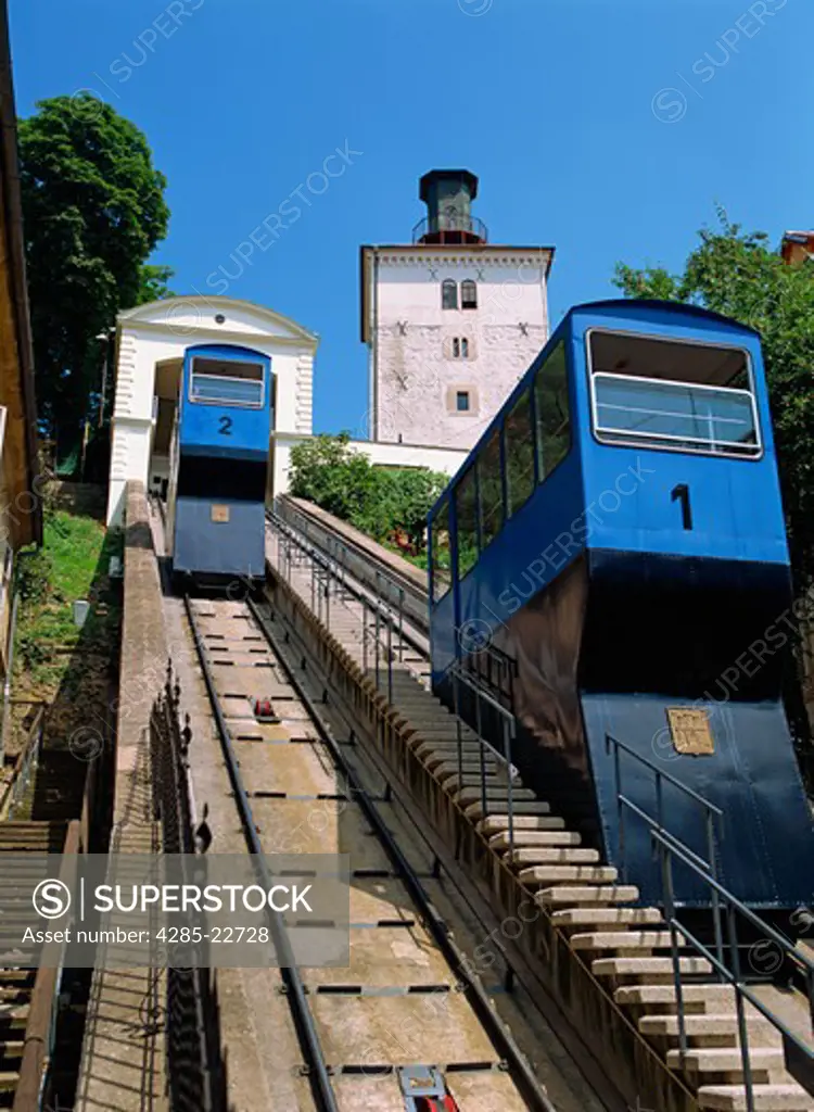 Croatia, Zagreb, Gradec, Funicular Railway, Lotrscak Tower