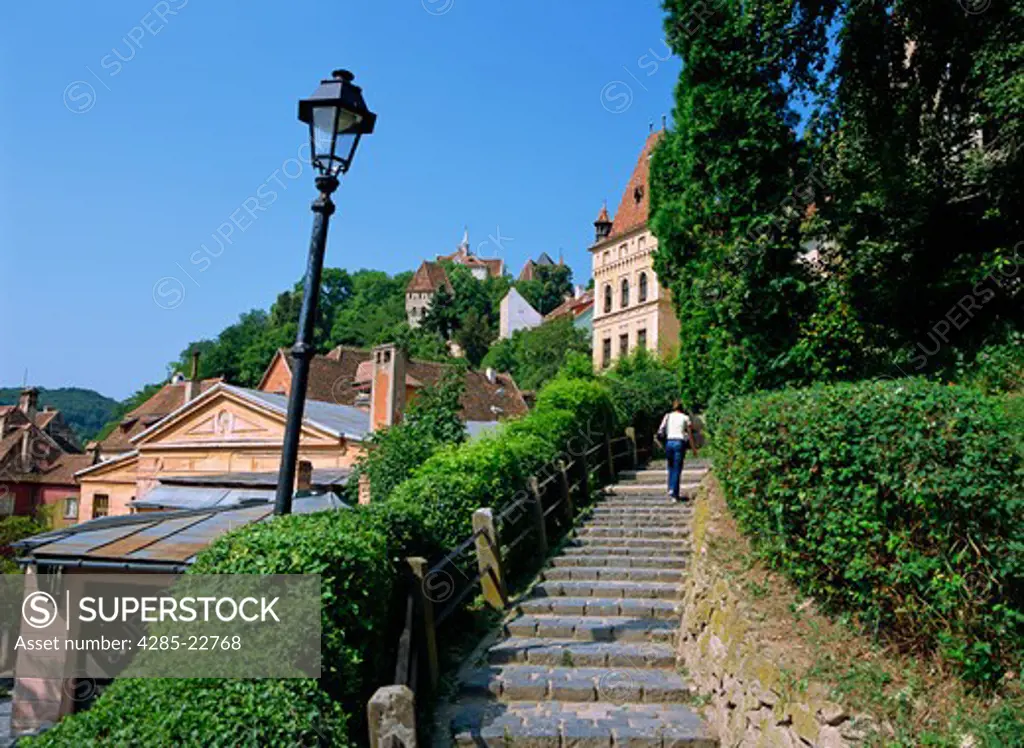 Romania, Transylvania, Sighisoara, Walkway to Medieval Citadel