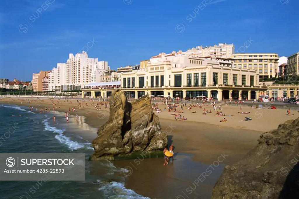France, Bairritz, Bay of Biscay, Main Beach, Casino