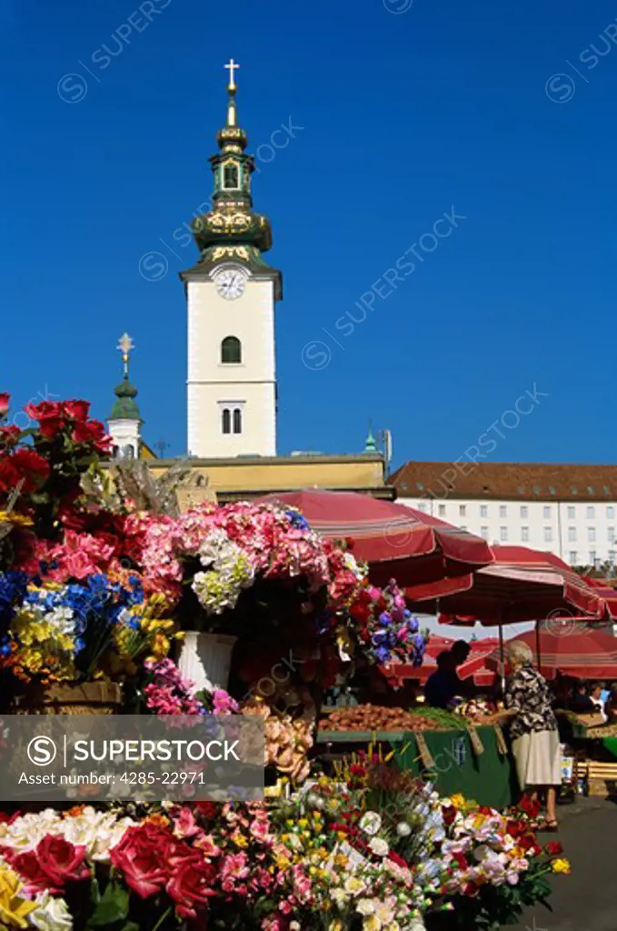 Croatia, Zagreb, Kaptol, Dolac Vegetable Market, Church of St. Mary