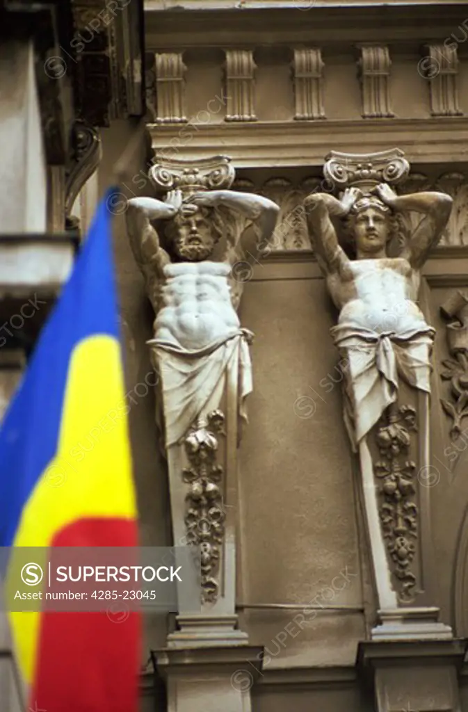 Romania, Bucharest, Pasajul Villacross Arcade, Romanian Flag