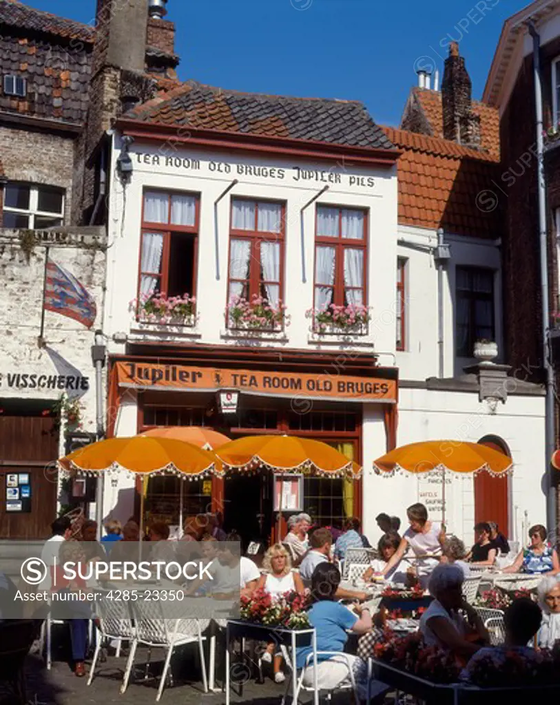 Belgium  Brugges  Market Restaurants
