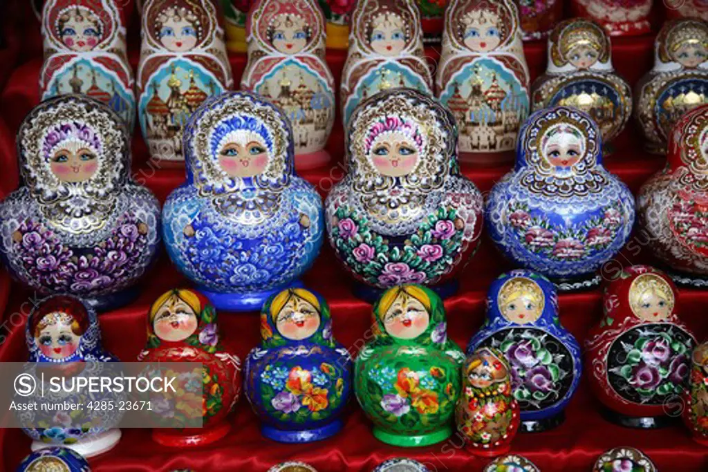 Russia, Moscow, Arbat Street,Traditional Russian Dolls