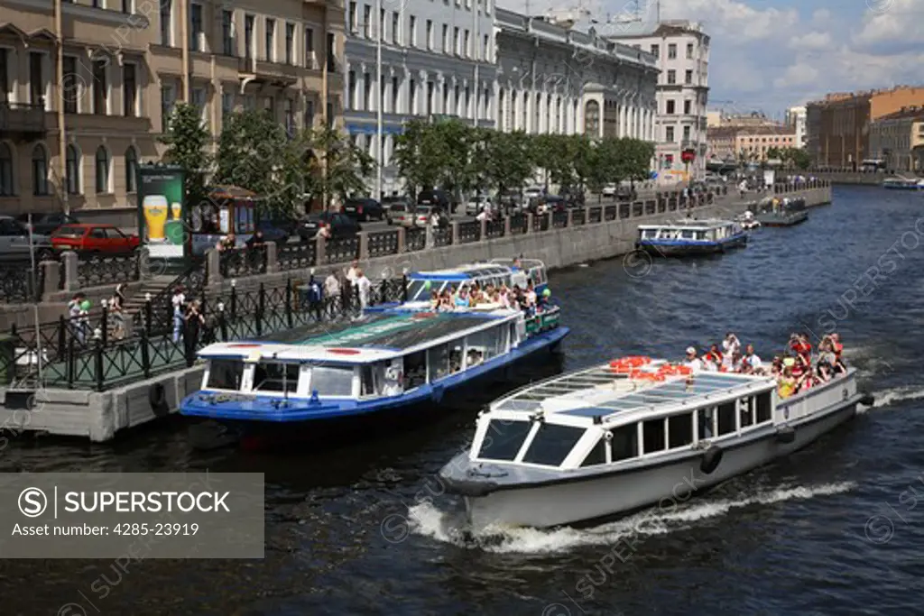 Russia, St Petersburg, Moyka River, Tourist Boat