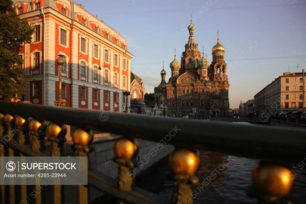 Russia, St Petersburg, Church of the Resurrection (Church on Spilled Blood), Griboedov Canal, Theatre Bridge