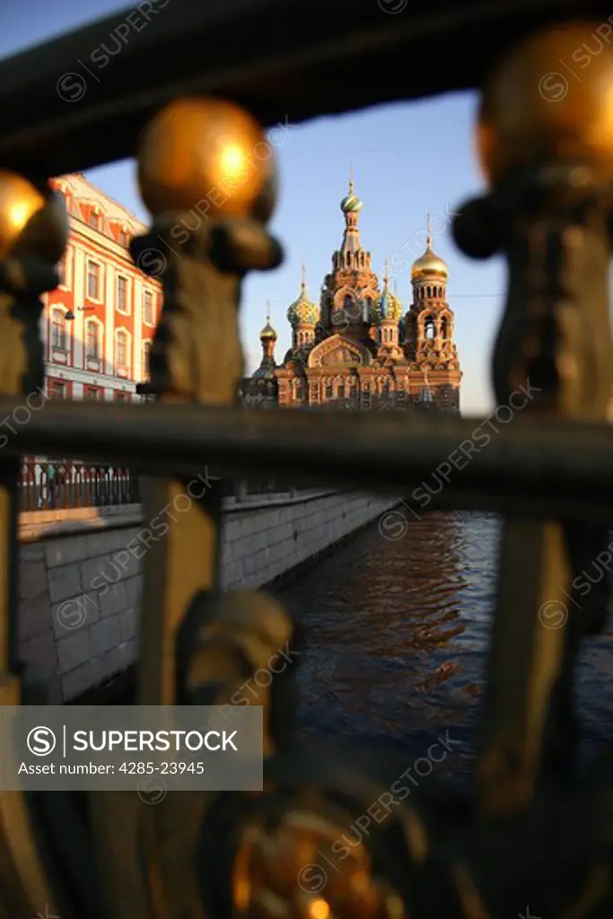 Russia, St Petersburg, Church of the Resurrection (Church on Spilled Blood), Griboedov Canal, Theatre Bridge