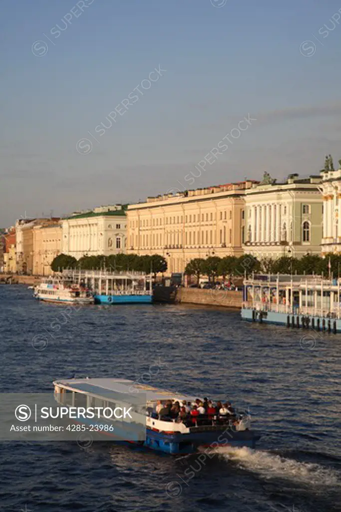 Russia, St Petersburg, Neva River, Tourist Boat