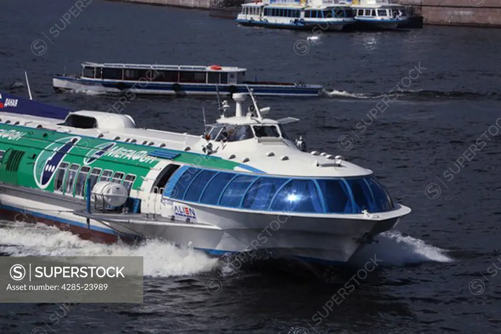 Russia, St Petersburg, Neva River, Tourist Boat