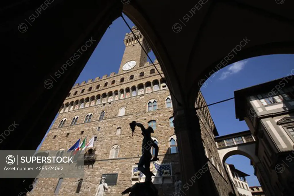 Italy, Tuscany, Florence, Palazzo Vecchio, Piazza Della Signoria, Statue, Perseus by Cellini
