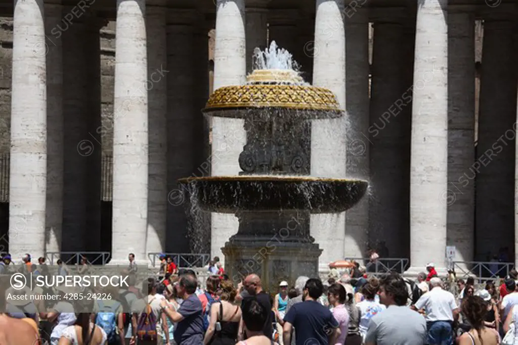 Italy, Lazio, Rome, Vatican City, St Peter's Square, St. Peters Basilica, Cathedral, Fountain