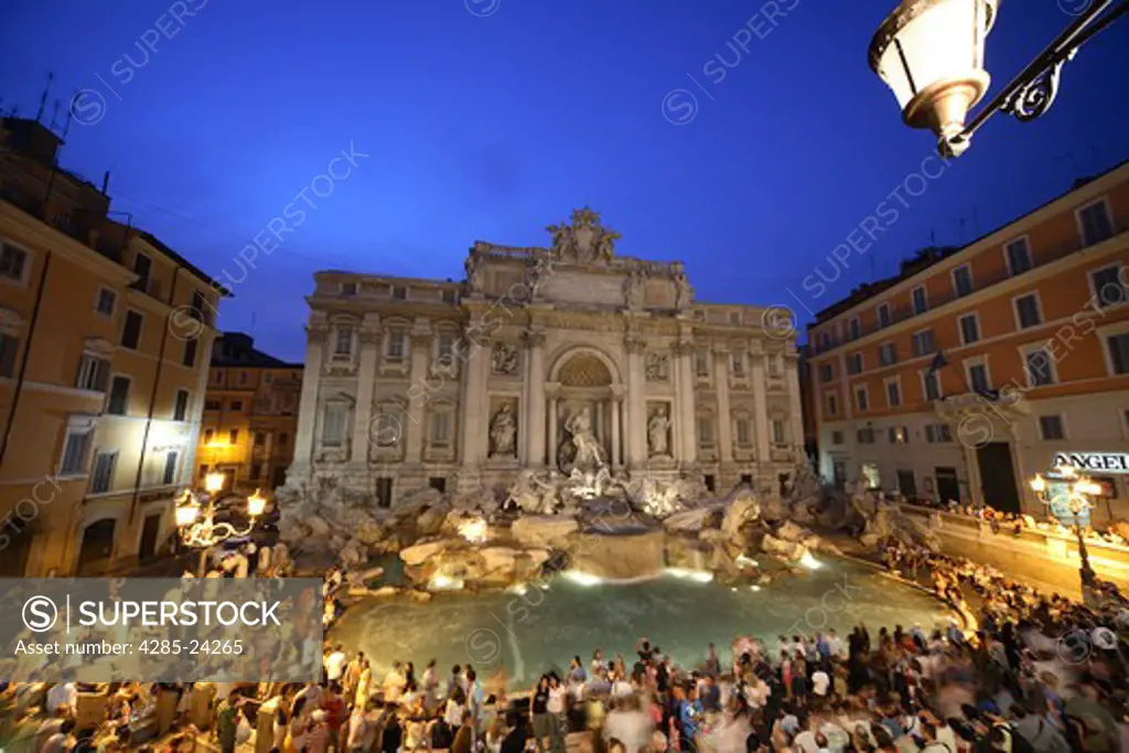 Italy, Lazio, Rome, Trevi Fountain, Floodlit,