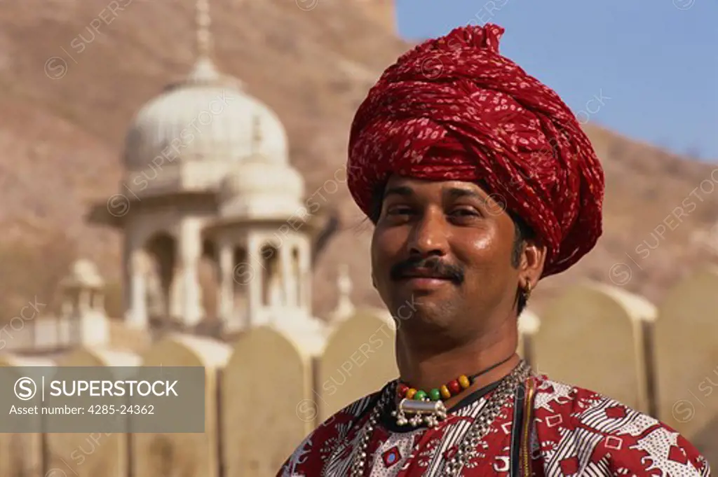 India, Jaipur, Gaitor, Man In Rajasthani Costume