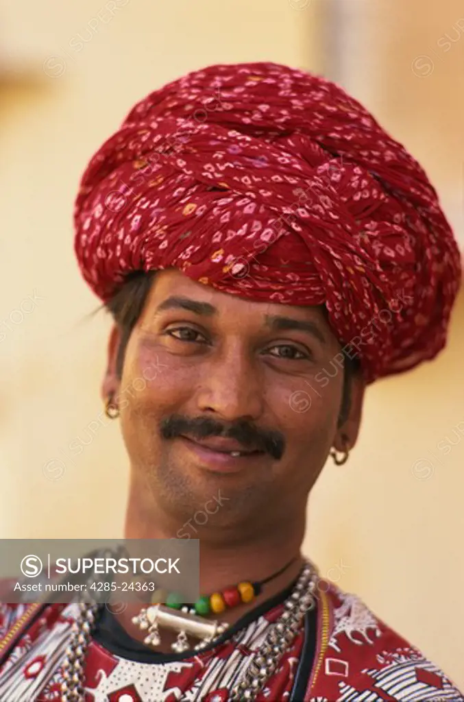 India, Jaipur, Man In Rajasthani Costume