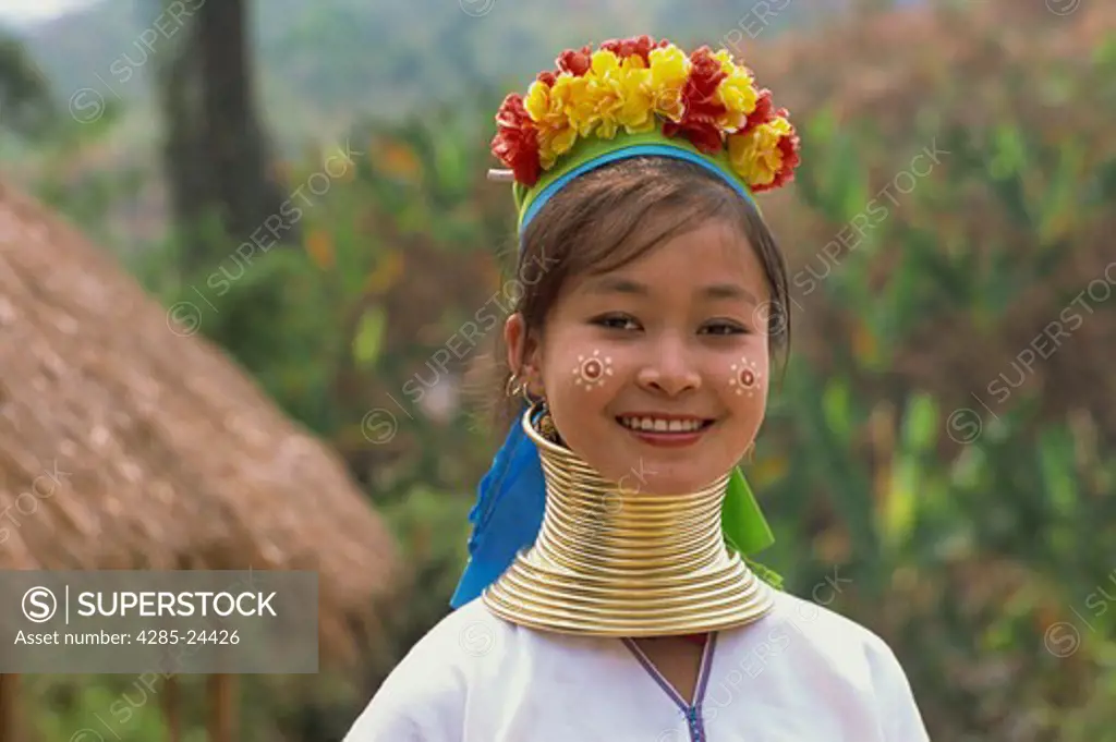 Thailand, Chiang Rai, Long Neck Hilltribes, Young Woman
