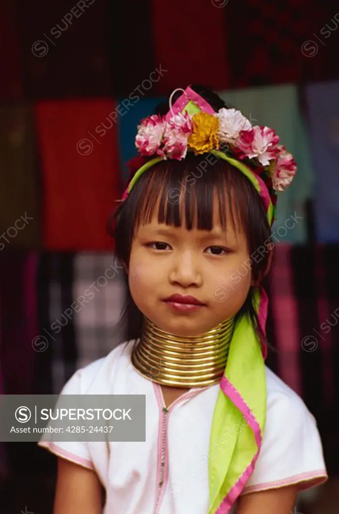 Thailand, Chiang Rai, Long Neck Hilltribes, Child