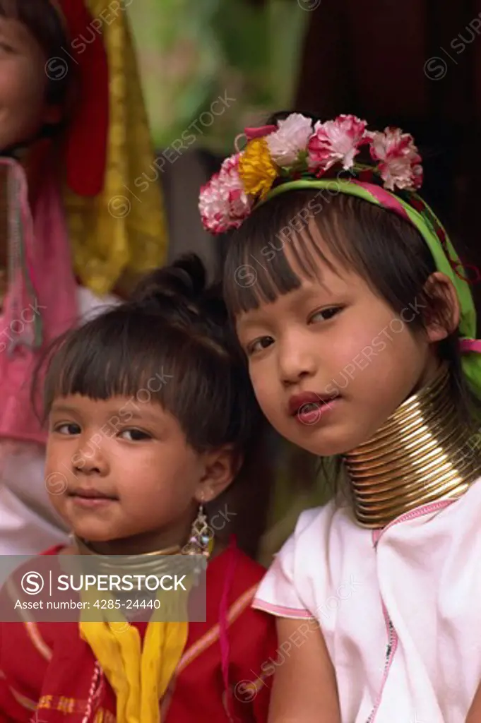 Thailand, Chiang Rai, Long Neck Hilltribes, Children