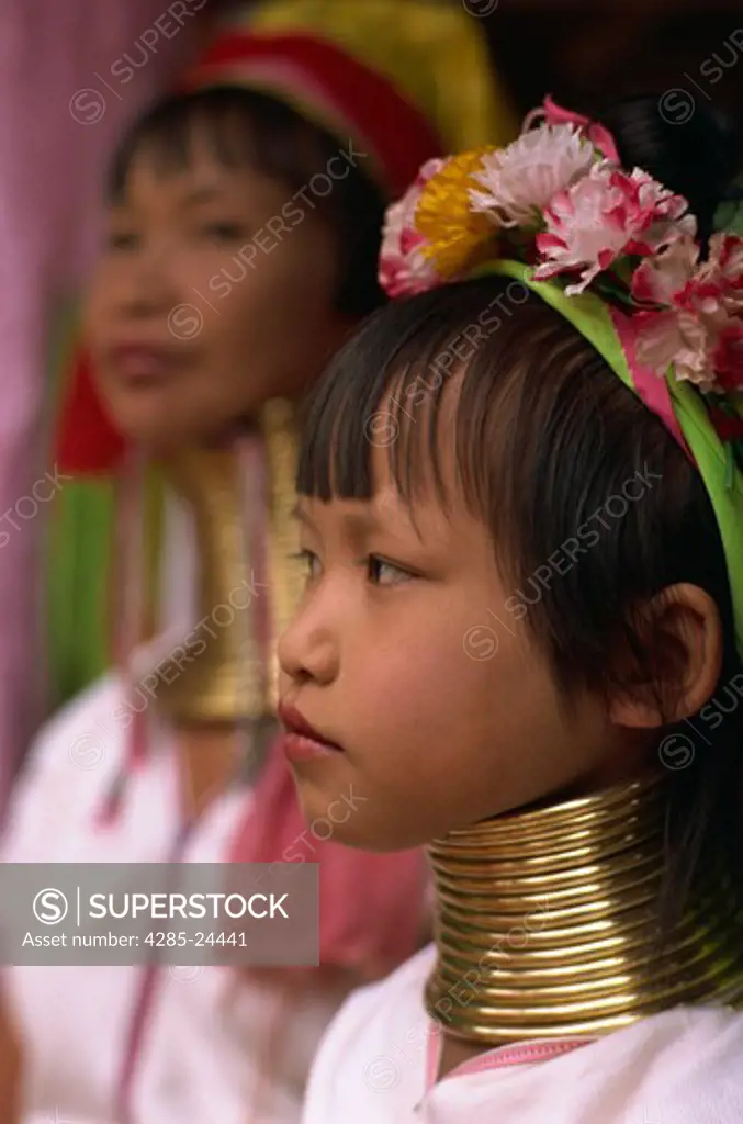 Thailand, Chiang Rai, Long Neck Hilltribes Child