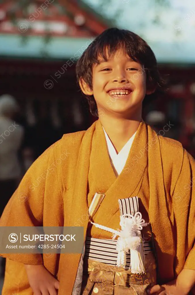 Japan, Tokyo, Young Boy wearing Kimono