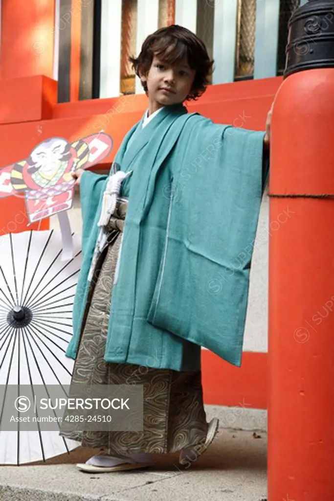 Japan, Tokyo, Young Boy wearing Kimono