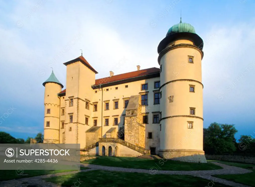 Wisnicz Castle of Poland,  In 14th century the most powerful magnate in Poland Stanislaw Lubomirski build castle in Wisnicz, Castle is Baroque style fortified residence with corner towers and surrounding bastions,