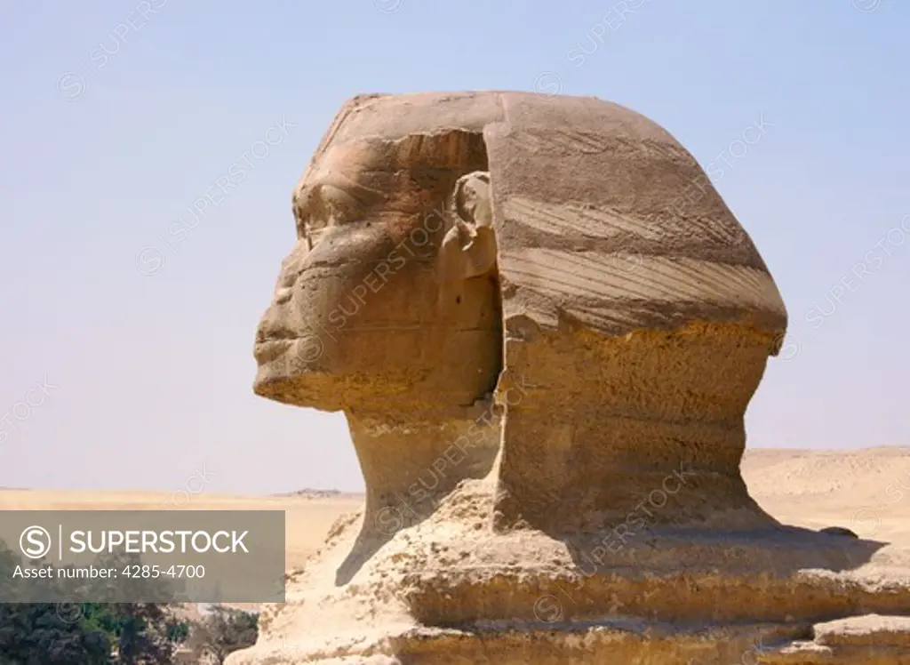 East side view on Sphinx face, Egypt