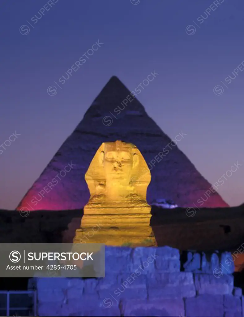 Sphinx at night light show, Egypt